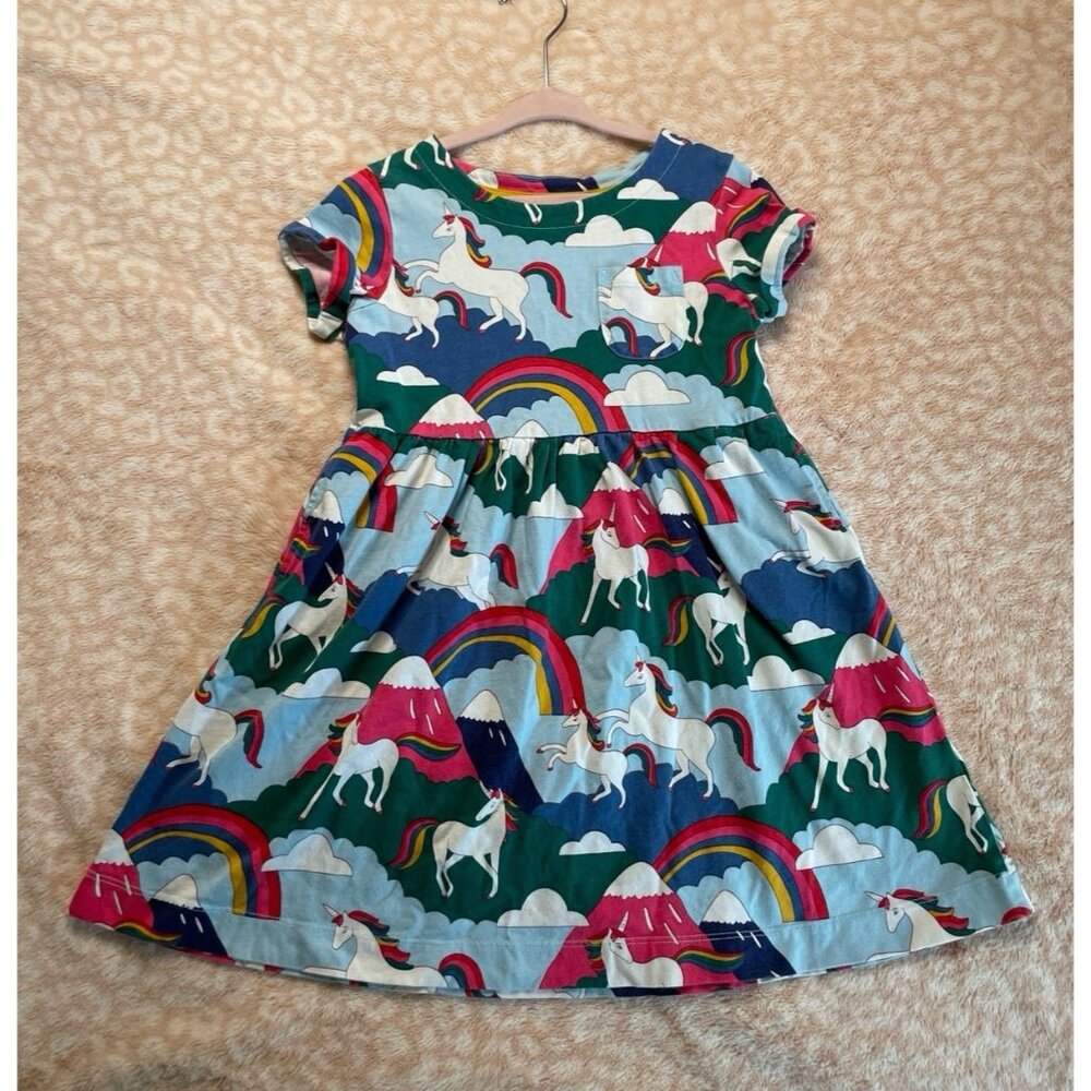 Rainbow Unicorn Cotton Dress Girls 6-7Y